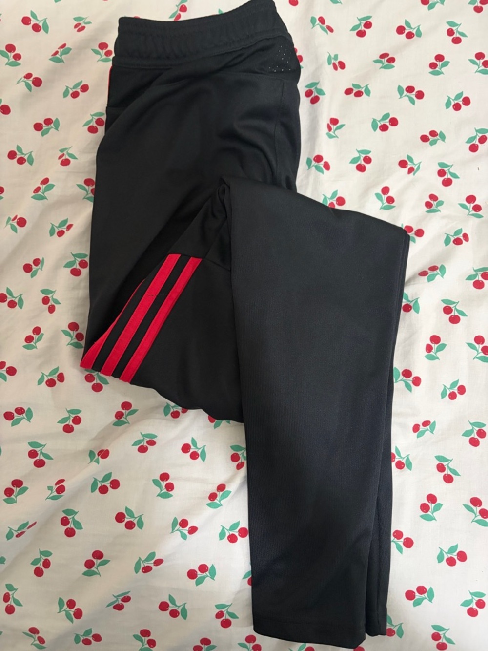 adidas Black Sweatpants with Red Stripes